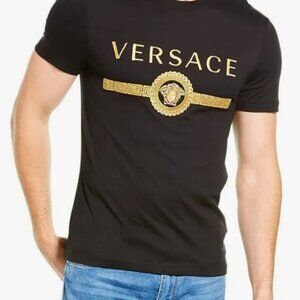 Versace Embroidered Medusa logo T-shirt in black M